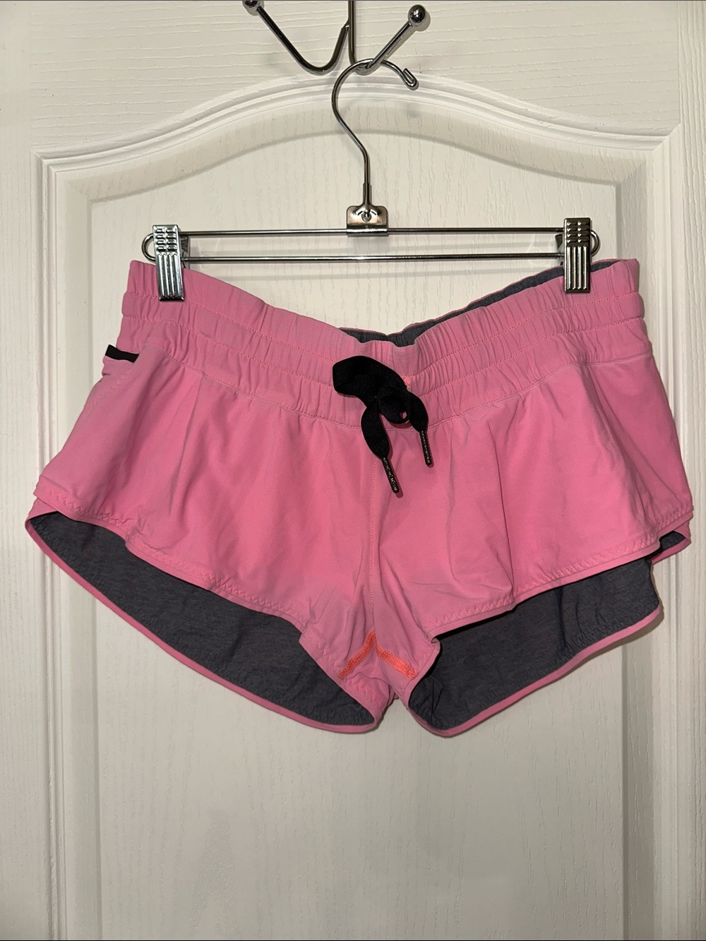 lululemon athletica Pink/Grey Reversible Athletic Shorts with Black Drawstring